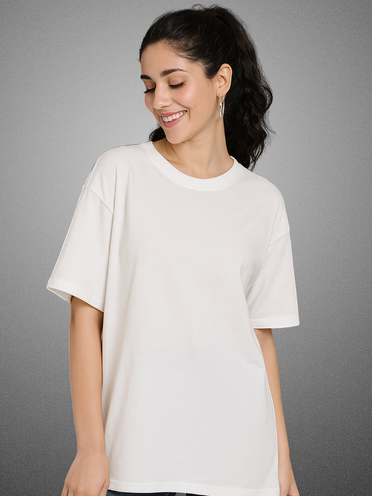 Zwuri Women's Pure White Oversized T-Shirt Solids, Relaxed Fit, Minimalist Everyday Wear