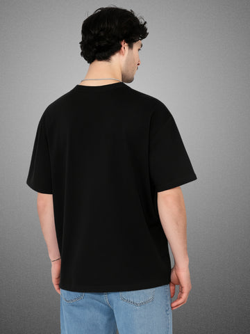 Zwuri Men’s Zen Black Oversized T-Shirt Solids, Relaxed Fit, Minimalist Everyday Wear