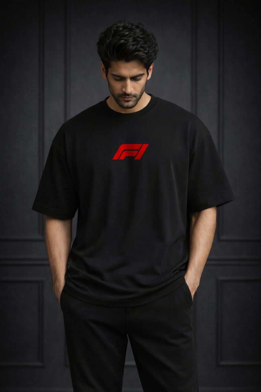 Zwuri Men | F1 - Pitch Black Oversized T-Shirt