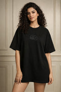 Zwuri Women | Hold On - Pitch Black Oversized T-Shirt
