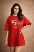 Zwuri Women | Set Yourself Free - Cherry Bomb Oversized T-Shirt
