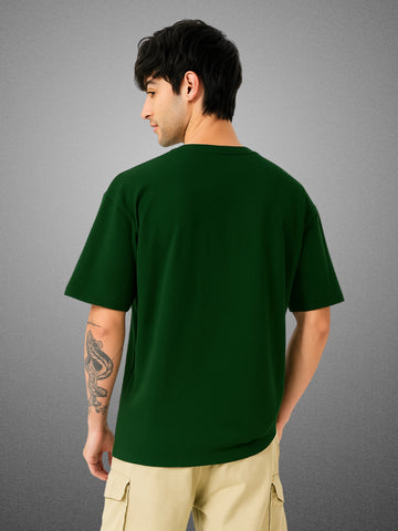 Zwuri Men’s Forest Green Oversized T-Shirt Solids, Relaxed Fit, Minimalist Everyday Wear
