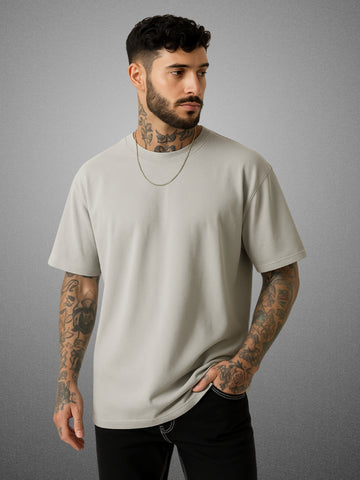 Zwuri Men’s Smoke Gray Oversized T-Shirt Solids, Relaxed Fit, Minimalist Everyday Wear