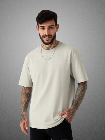 Zwuri Men’s Smoke Gray Oversized T-Shirt Solids, Relaxed Fit, Minimalist Everyday Wear