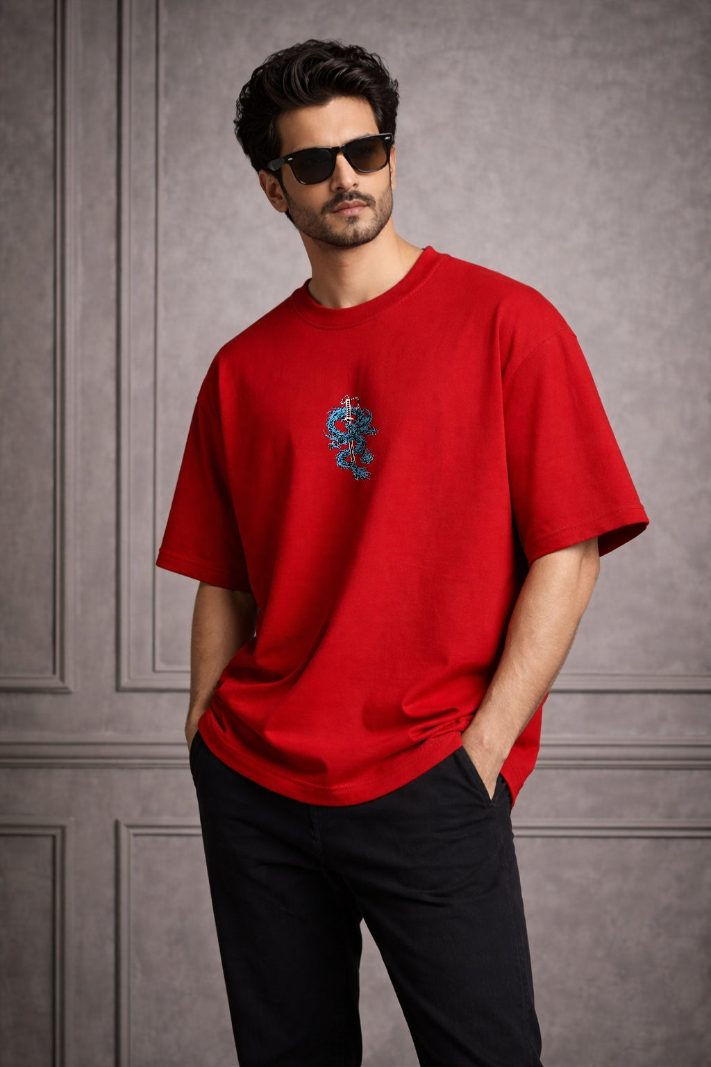 Zwuri Men | Samurai Dragon - Cherry Bomb Oversized T-Shirt