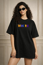 Zwuri Women | Where Are We - Pitch Black Oversized T-Shirt