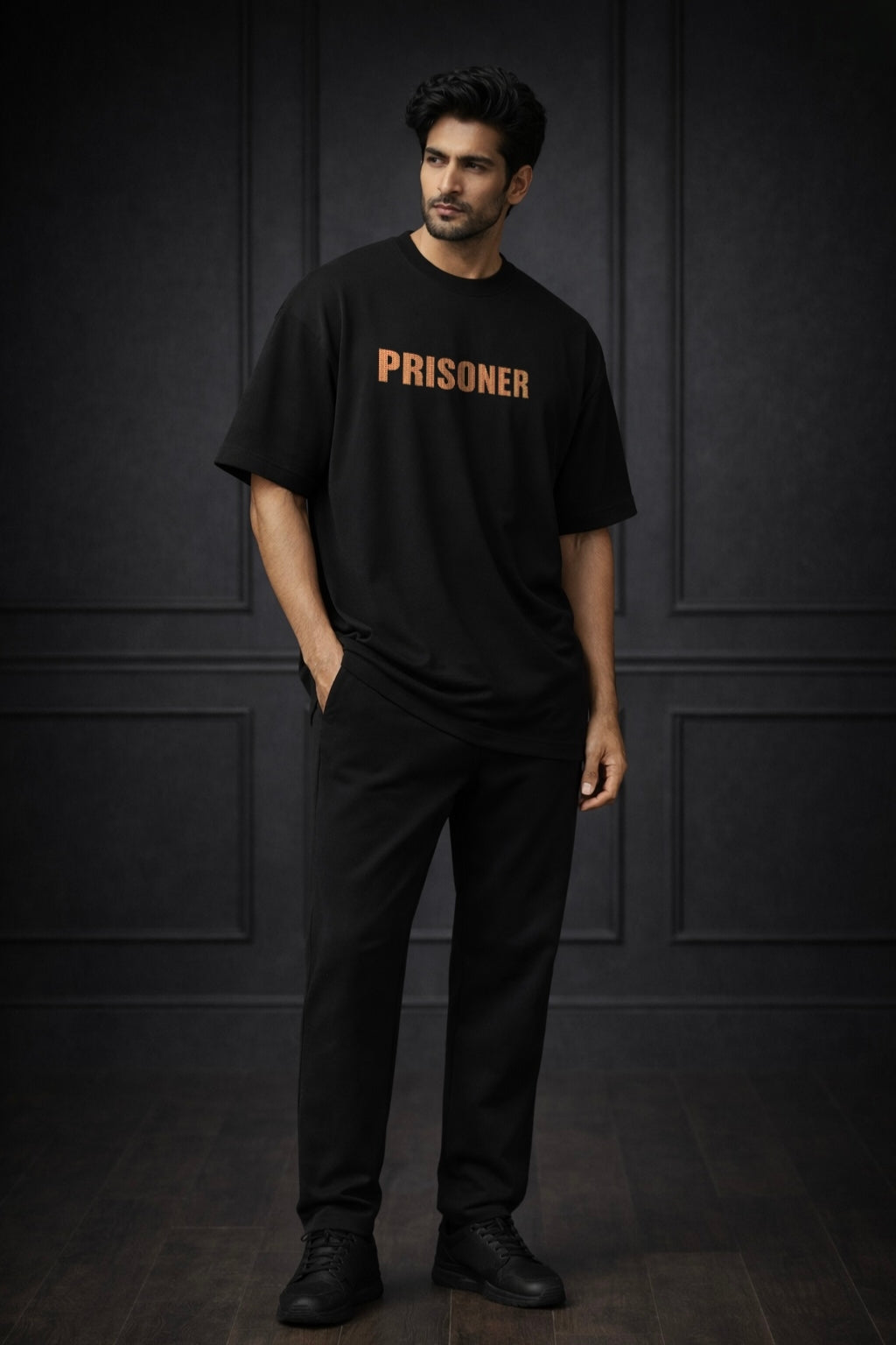 Zwuri Men | Prisoner - Pitch Black Oversized T-Shirt