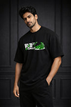 Zwuri Men | Build Money - Pitch Black Oversized T-Shirt
