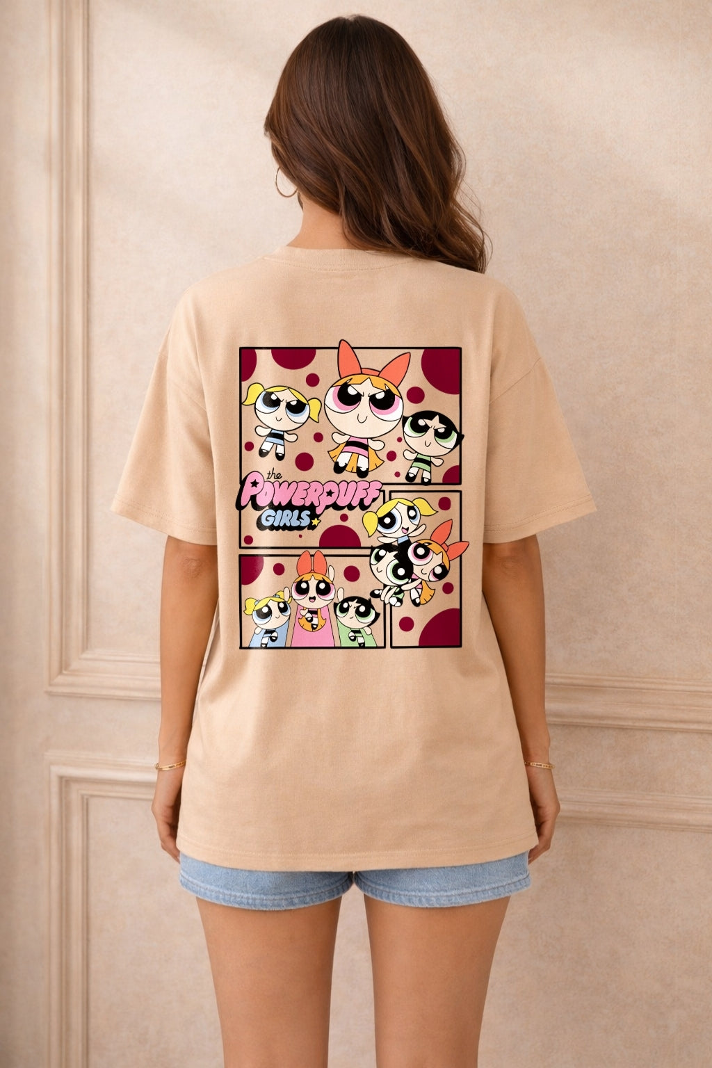 Zwuri Women | Powerpuff Girls - Caramel Kiss Oversized T-Shirt