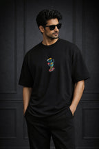 Zwuri Men | Robo Skate - Pitch Black Oversized T-Shirt