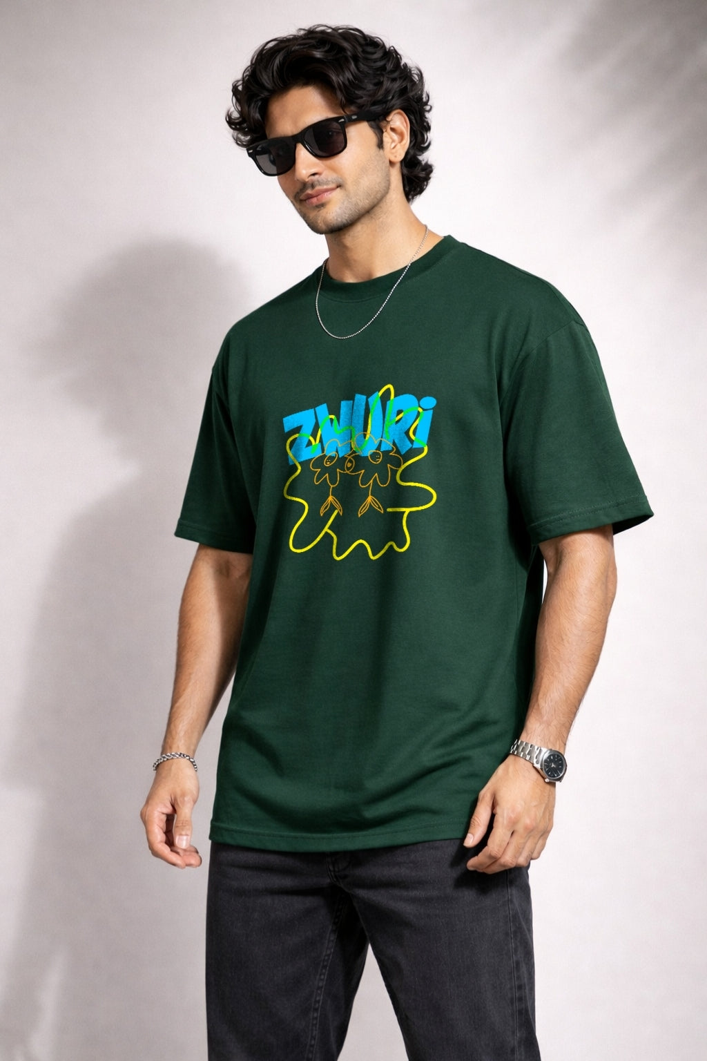 Zwuri Men | Love Buds - Jungle Vibe Oversized T-Shirt