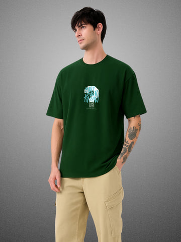 You Don’t Know? Forest Green Oversized T-Shirt for Men by Zwuri