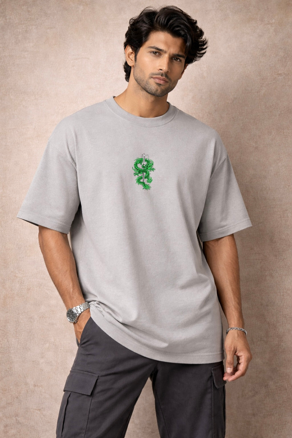 Zwuri Men | Samurai Dragon - Concrete Jungle Oversized T-Shirt