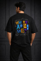 Zwuri Men | Where Are We - Pitch Black Oversized T-Shirt
