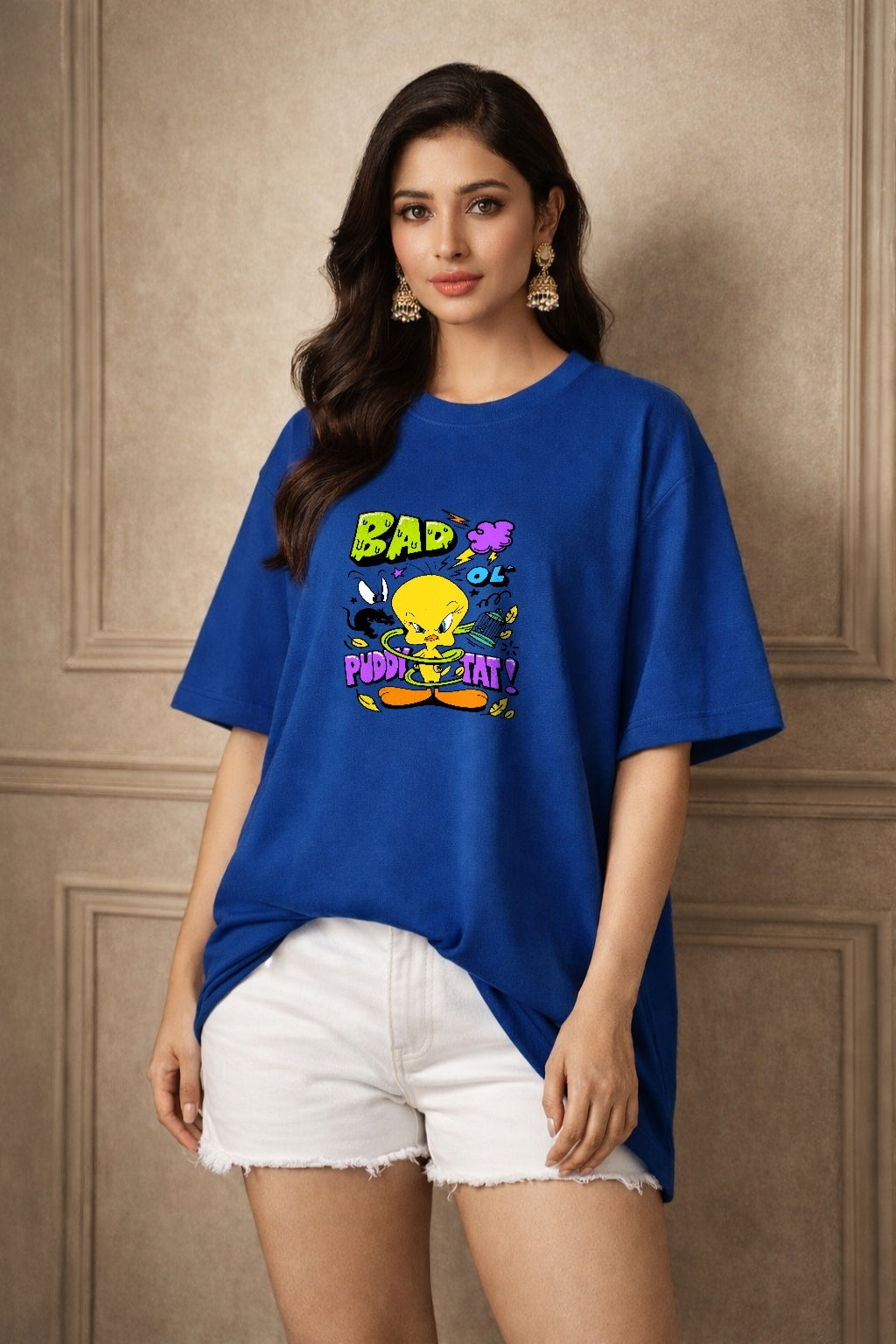 Zwuri Women | Bad Tweety - Ocean Breeze Oversized T-Shirt