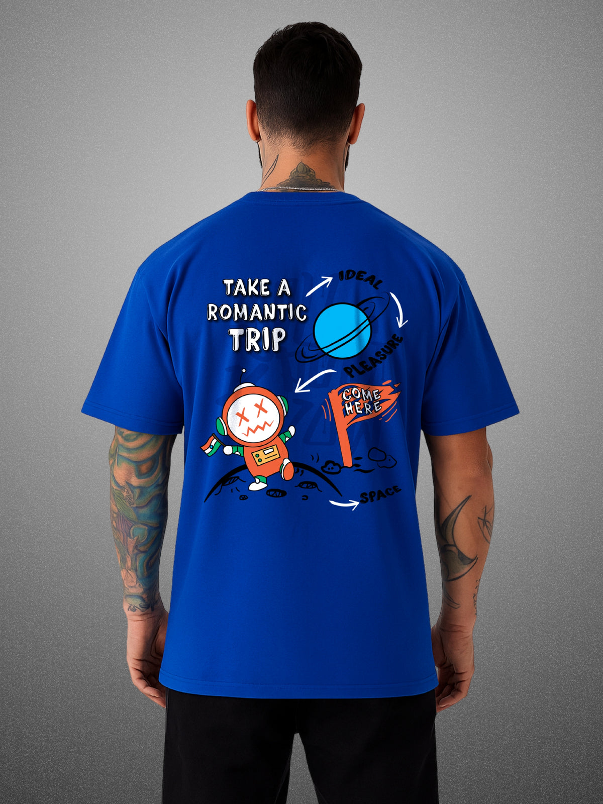 🌌 Romsteller Tee "Take a Romantic Trip" Royal Blue for Men by Zwuri