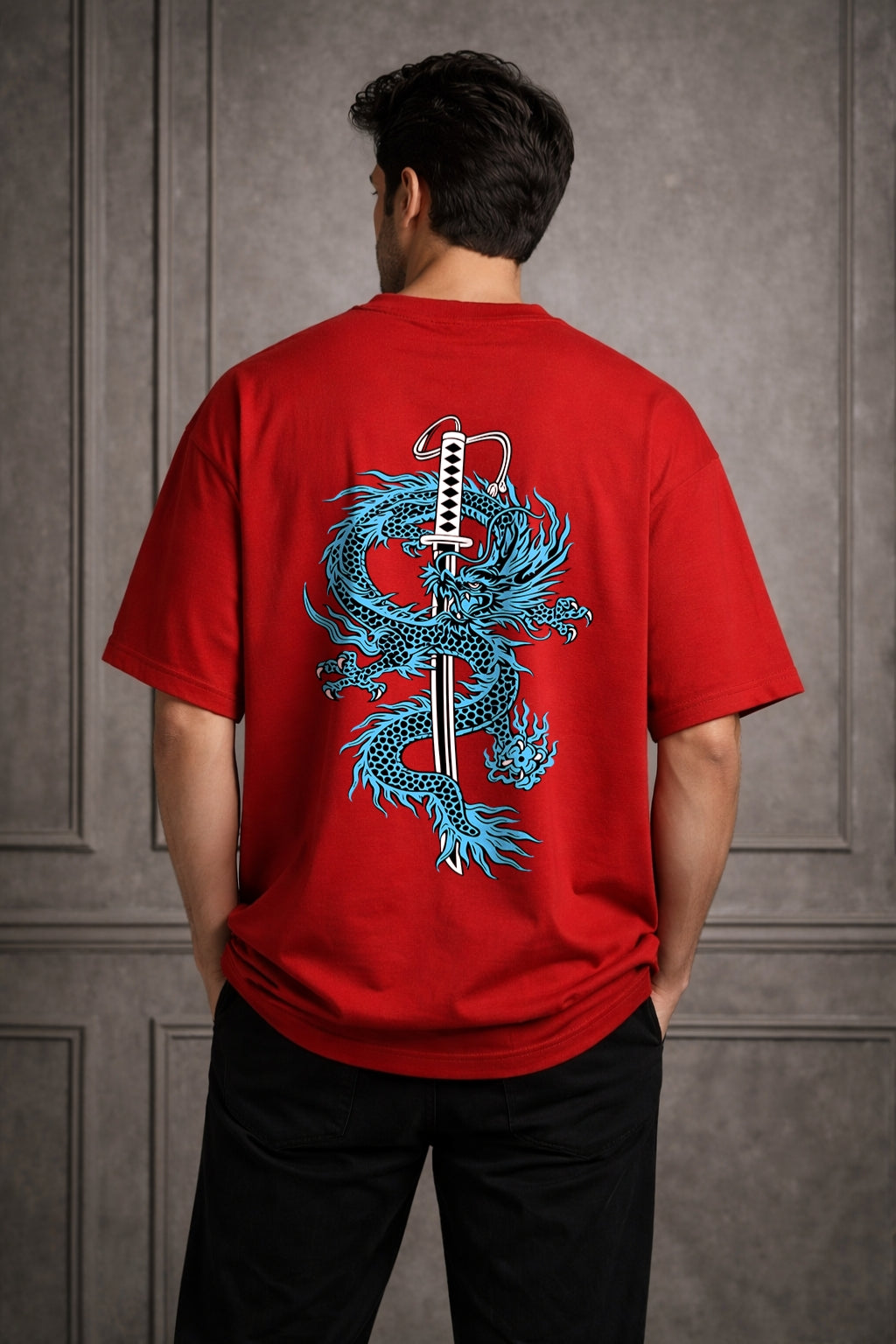 Zwuri Men | Samurai Dragon - Cherry Bomb Oversized T-Shirt