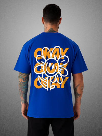 Okay Okay Okay Drift Blue Oversized T-Shirt For Men by Zwuri