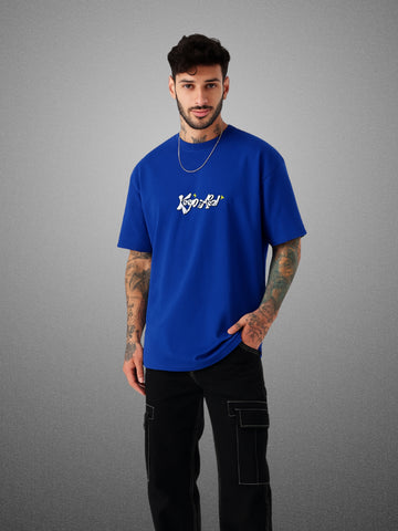 Did You Manifest Me? Drift Blue Oversized T-Shirt for Men by Zwuri