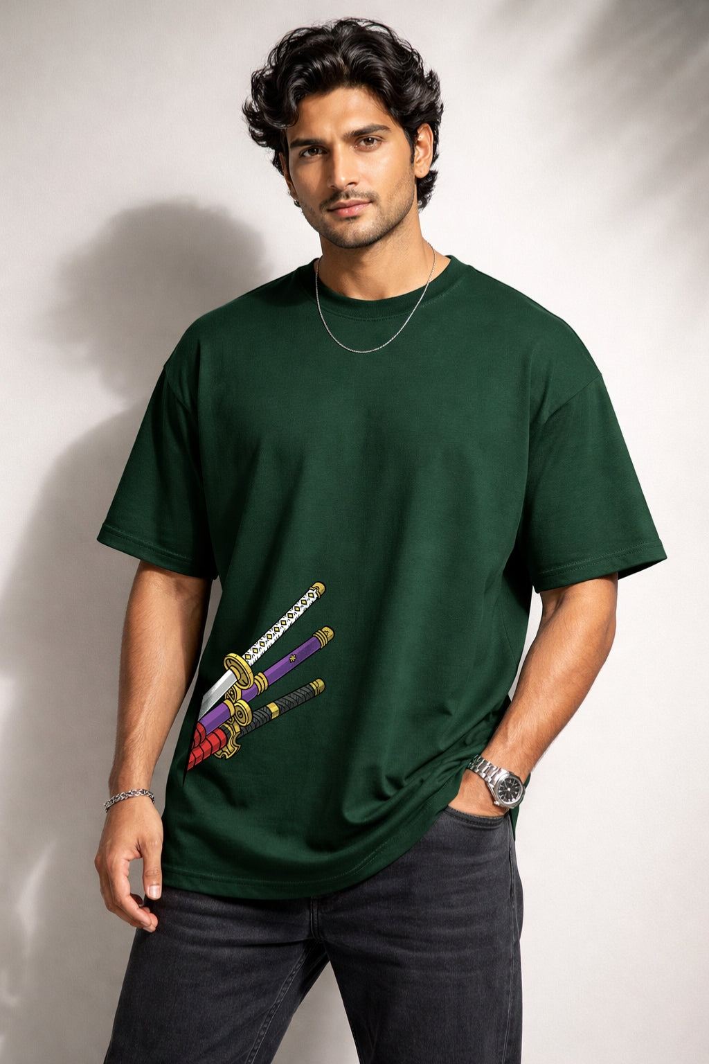 Zwuri Men | Zoro Swords - Jungle Vibe Oversized T-Shirt