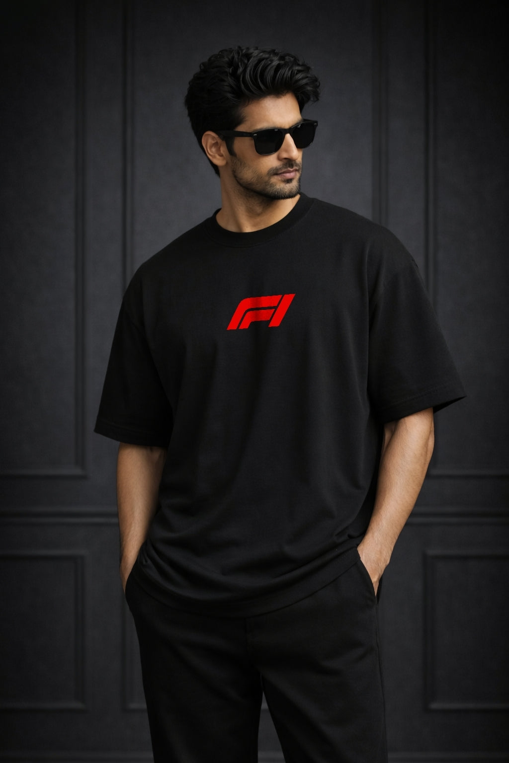 Zwuri Men | F1 - Pitch Black Oversized T-Shirt