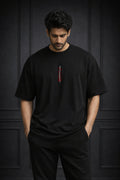 Zwuri Men | Fighter - Pitch Black Oversized T-Shirt