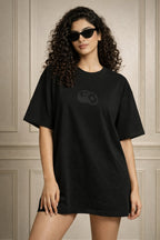 Zwuri Women | Hold On - Pitch Black Oversized T-Shirt