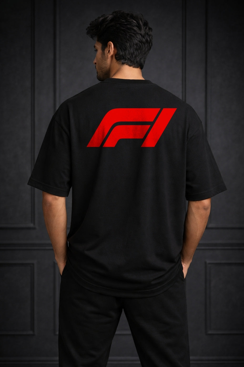 Zwuri Men | F1 - Pitch Black Oversized T-Shirt