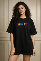 Zwuri Women | Where Are We - Pitch Black Oversized T-Shirt