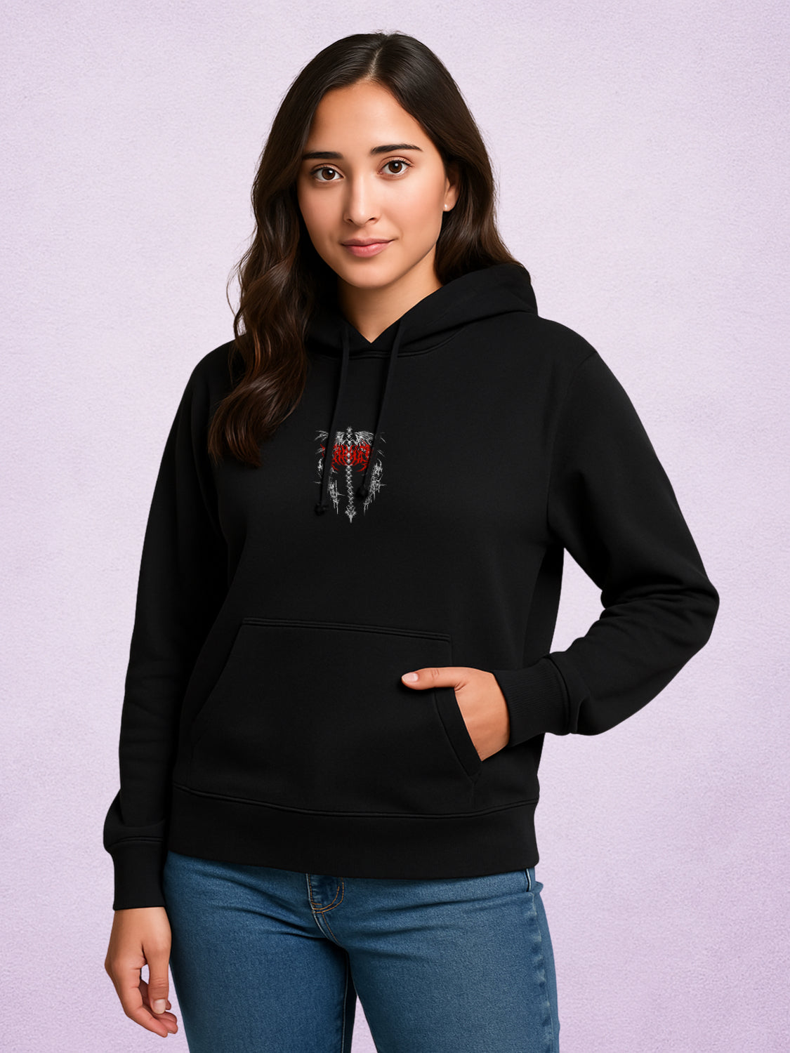 Zwuri Women | Spine - Pitch Black Oversized Hoodie