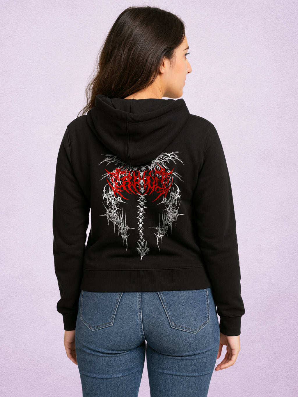 Zwuri Women | Spine - Pitch Black Oversized Hoodie