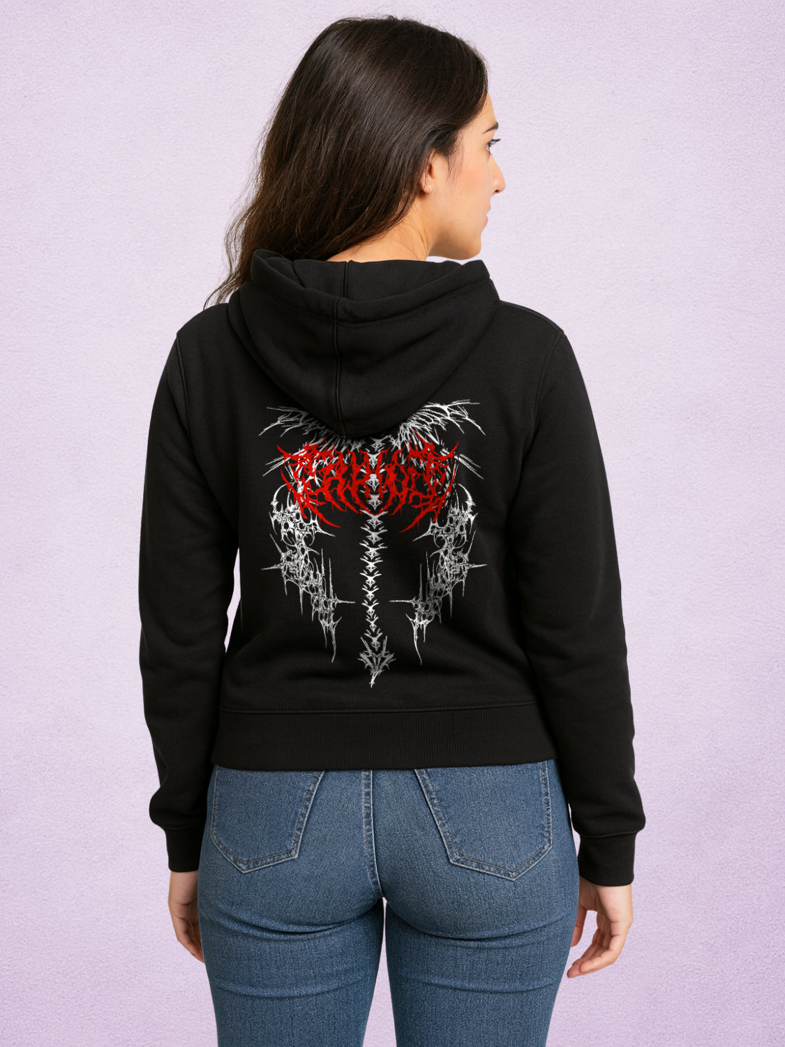 Zwuri Women | Spine - Pitch Black Oversized Hoodie