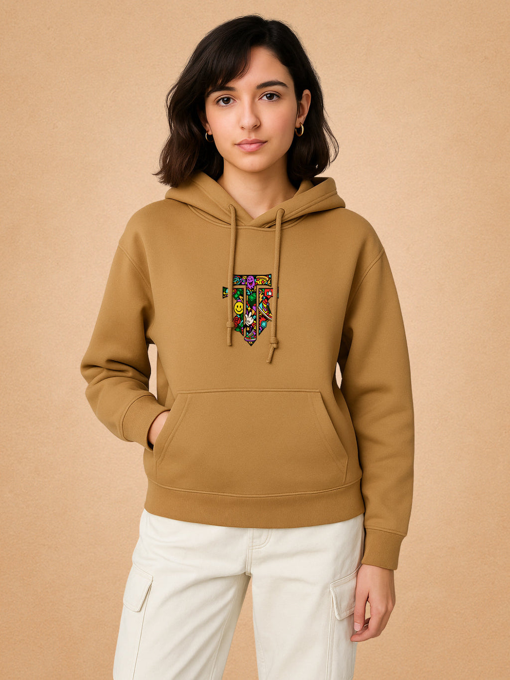 Zwuri Women | Pop Cross - Biscoff Brown Oversized Hoodie
