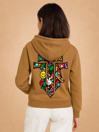Zwuri Women | Pop Cross - Biscoff Brown Oversized Hoodie
