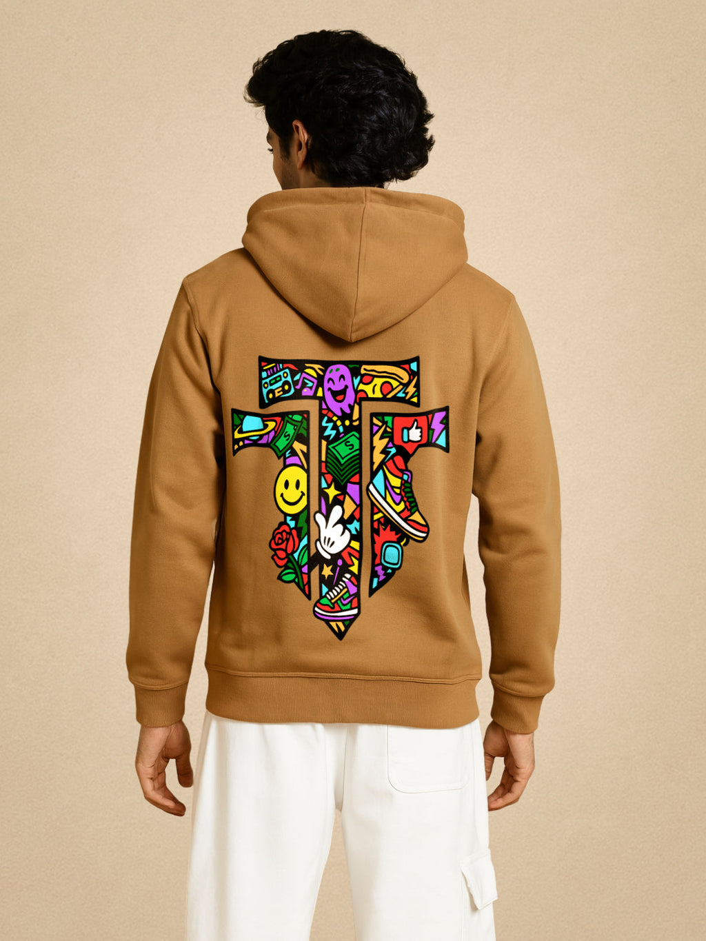 Zwuri Men | Pop Cross - Biscoff Brown Oversized Hoodie