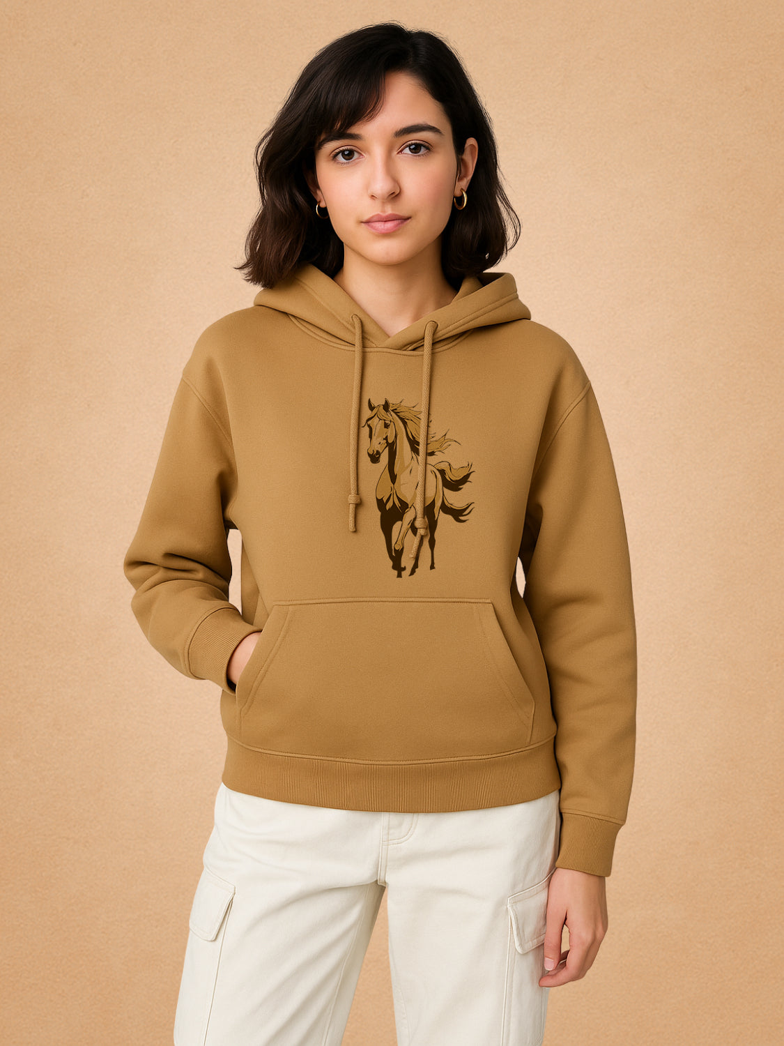 Zwuri Women | Wild Horse - Biscoff Brown Oversized Hoodie