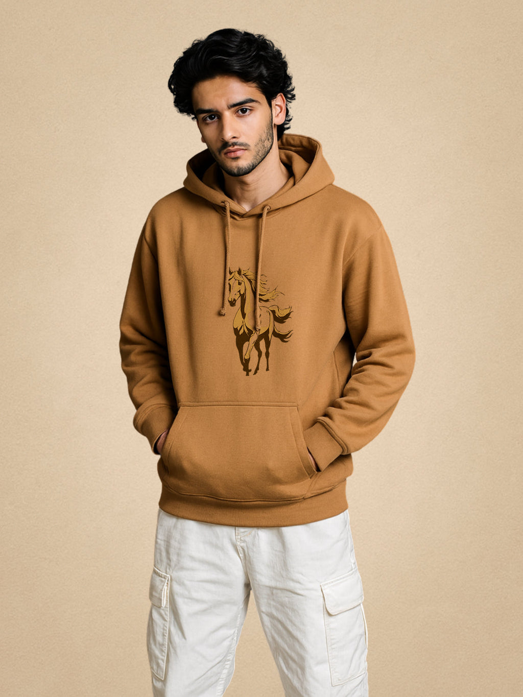 Zwuri Men | Wild Horse - Biscoff Brown Oversized Hoodie