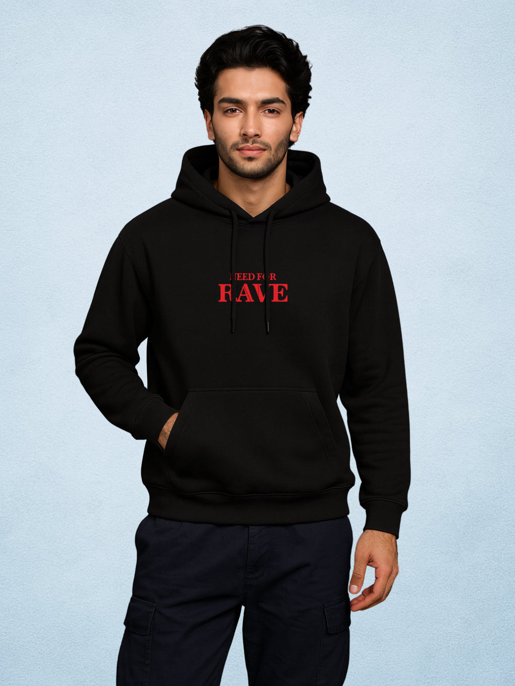 Zwuri Men | Rave - Pitch Black Oversized Hoodie