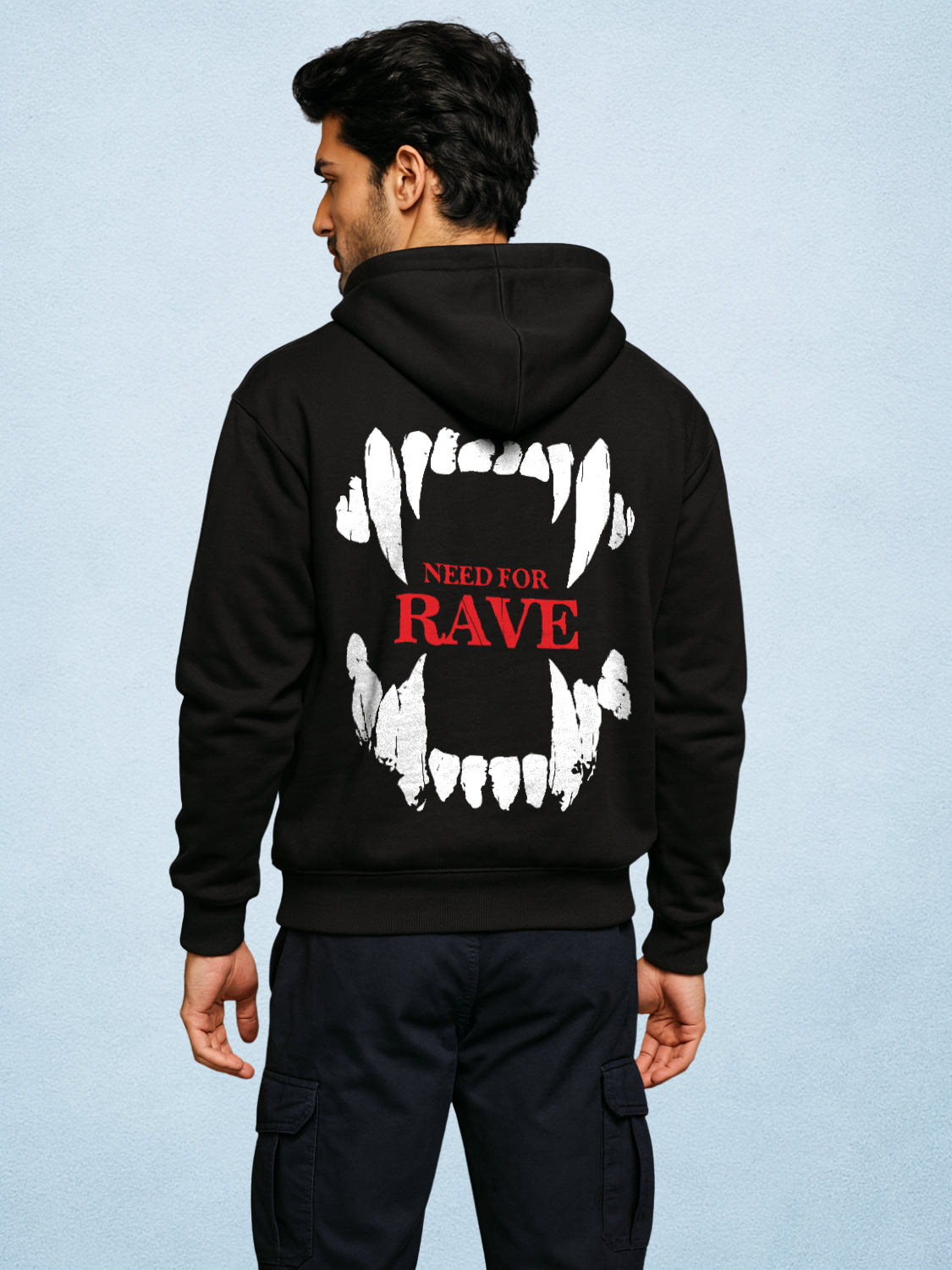 Zwuri Men | Rave - Pitch Black Oversized Hoodie