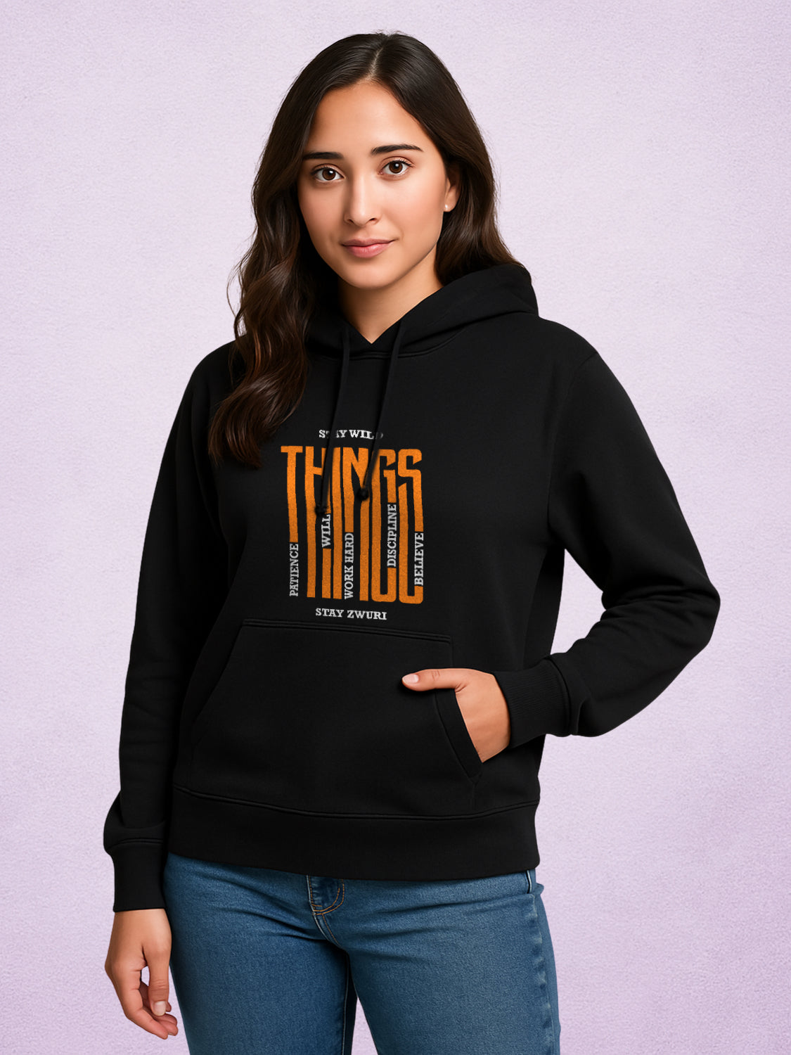 Zwuri Women | Wild Things- Pitch Black Oversized Hoodie