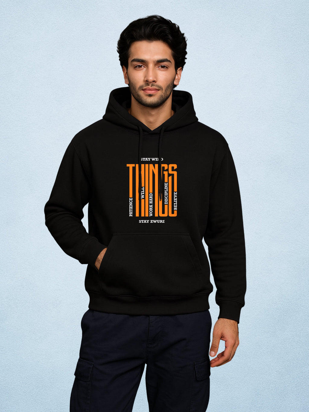Zwuri Men | Wild Things- Pitch Black Oversized Hoodie