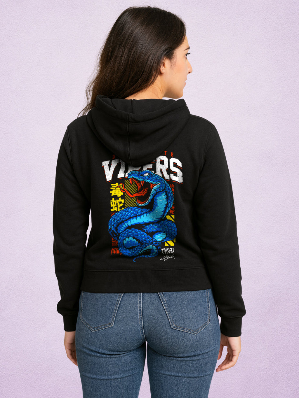 Zwuri Women | Vipers - Pitch Black Oversized Hoodie