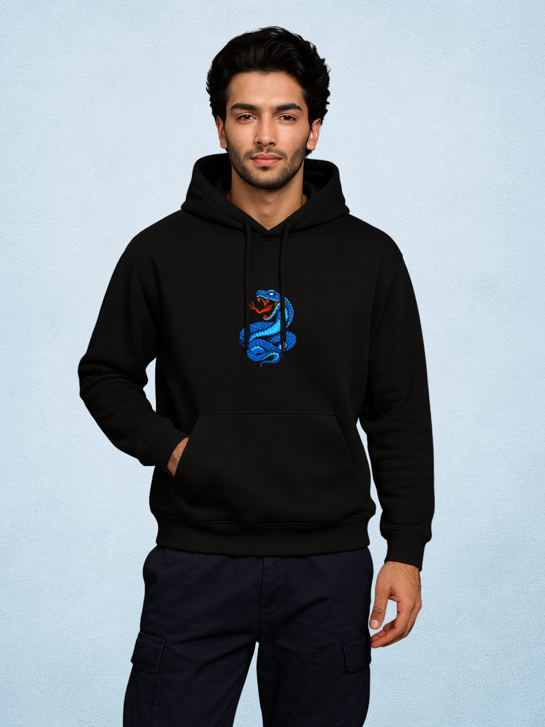 Zwuri Men | Vipers - Pitch Black Oversized Hoodie