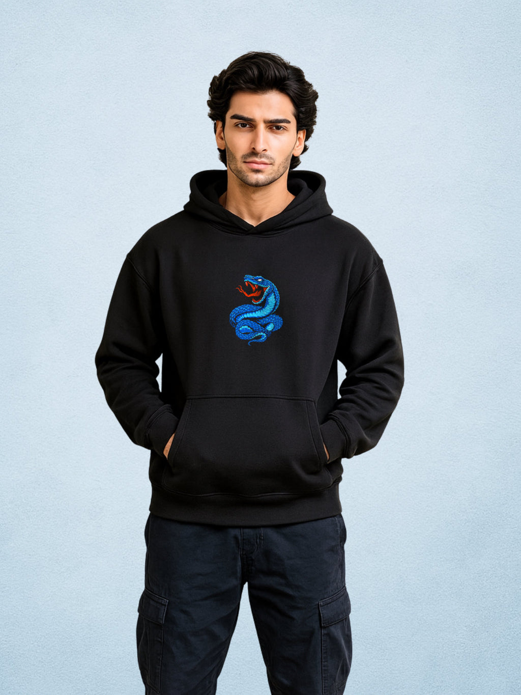 Zwuri Men | Vipers - Pitch Black Oversized Hoodie