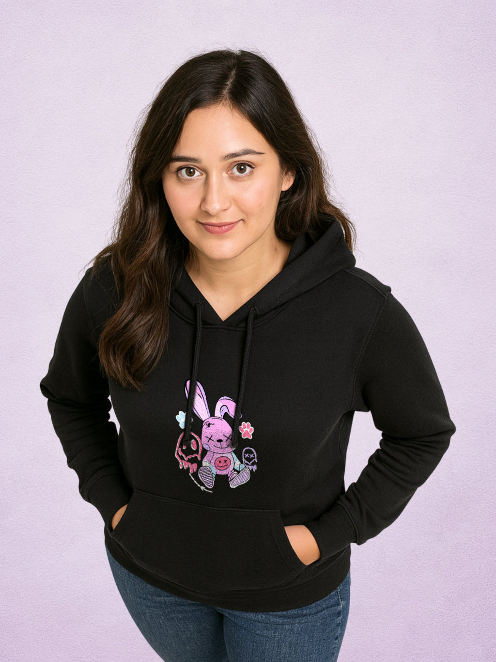 Zwuri Women | Bunny - Pitch Black Oversized Hoodie
