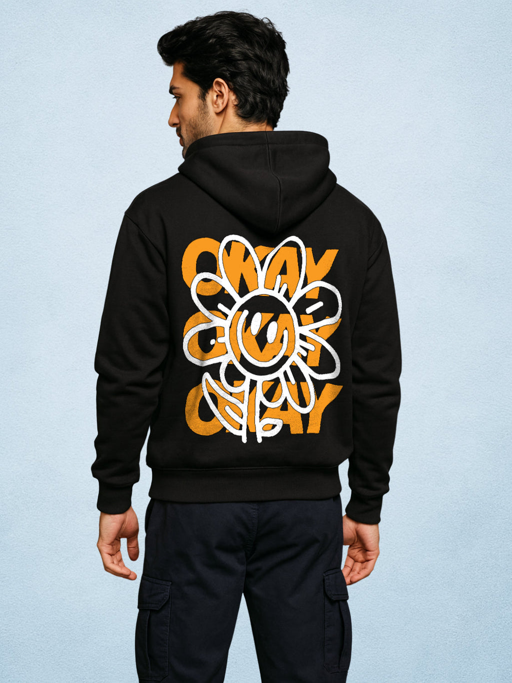 Zwuri Men | Okay - Pitch Black Oversized Hoodie