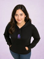 Zwuri Women | Neon Odyssey - Pitch Black Oversized Hoodie