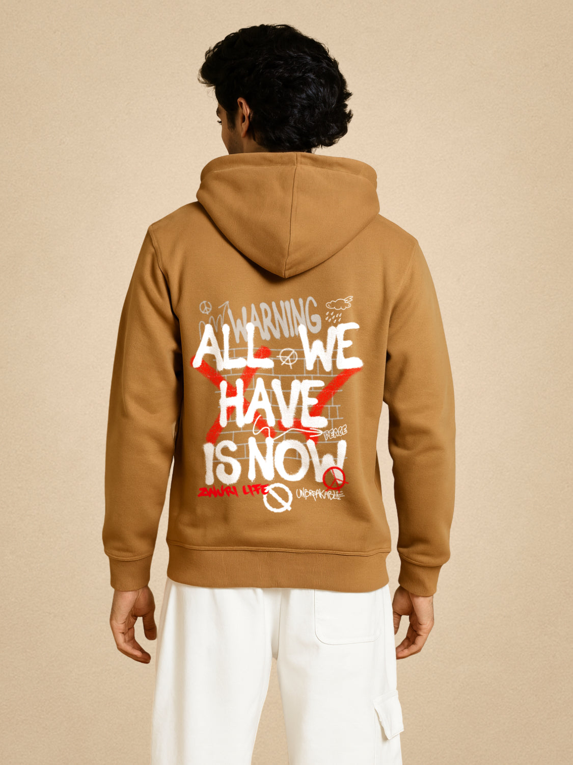 Zwuri Men | Right Now - Biscoff Brown Oversized Hoodie