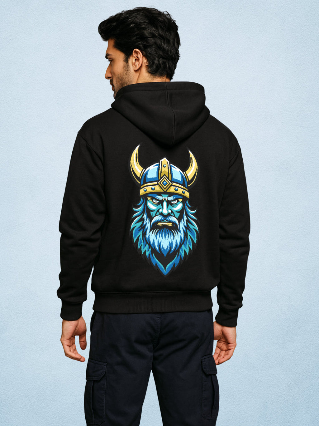 Zwuri Men | Norse - Pitch Black Oversized Hoodie