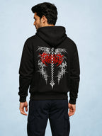 Zwuri Men | Spine - Pitch Black Oversized Hoodie